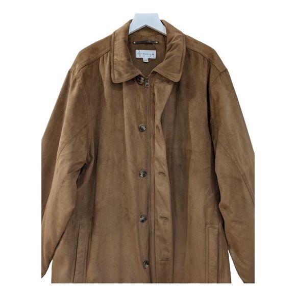 Cutter & Buck Men's Camel Tan Faux Suede Button & Zip Up Jacket Size XXL - Picture 3 of 11